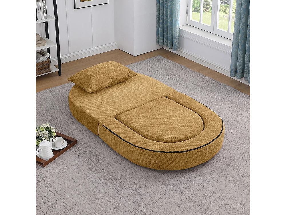 Canapé futon convertible petit deux places moderne avec dossier réglable pour petits espaces salon appartement bureau jaune