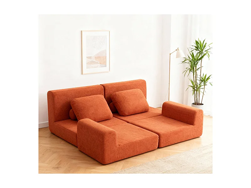 Canapé Lit Pliable CAMA Modulaire - Tissu Tissé, éponge Haute Densité, Convertible En Lit 150 Cm - Idéal Petit Espace