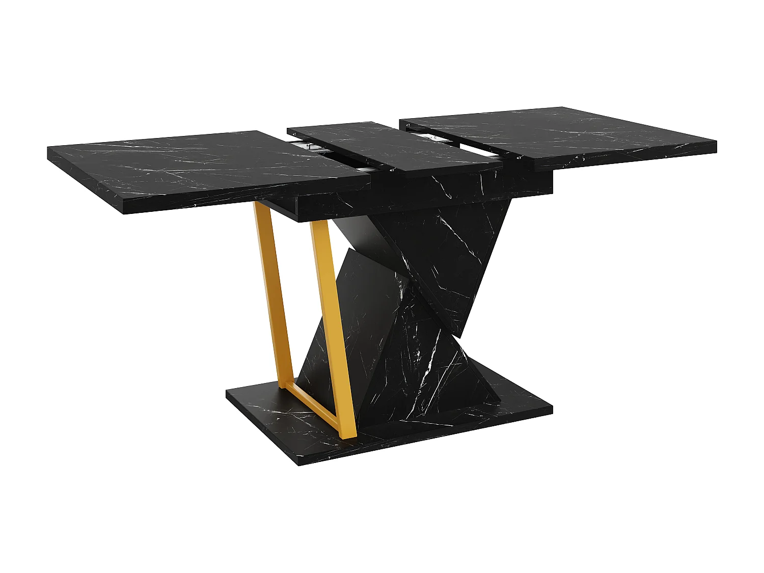 Table à manger extensible 6 places - 110/140 x 80 x 76 cm - pour salles à manger et cuisines - MDF + métal - noir