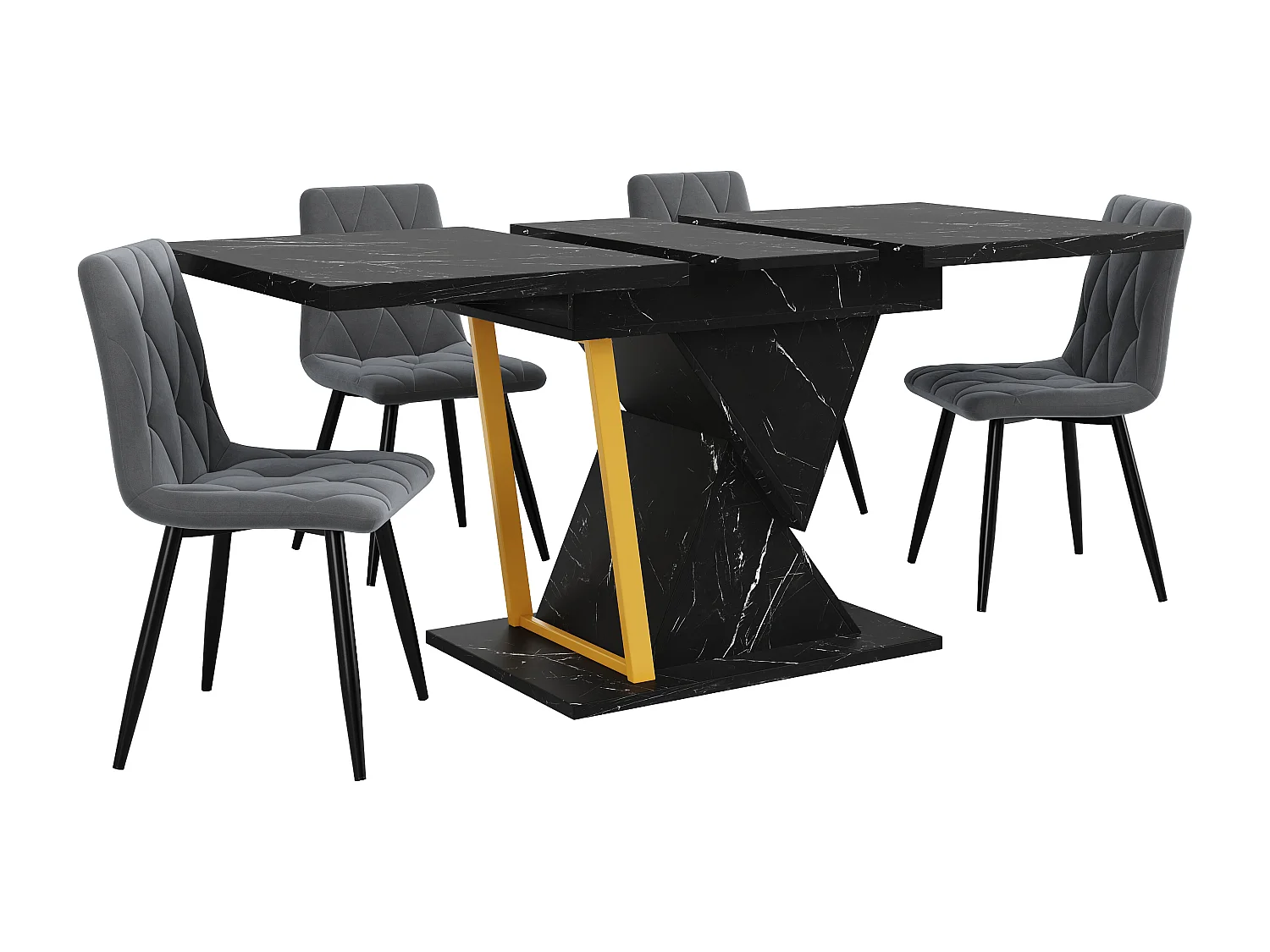 Table à manger extensible 6 places - 110/140 x 80 x 76 cm - pour salles à manger et cuisines - MDF + métal - noir