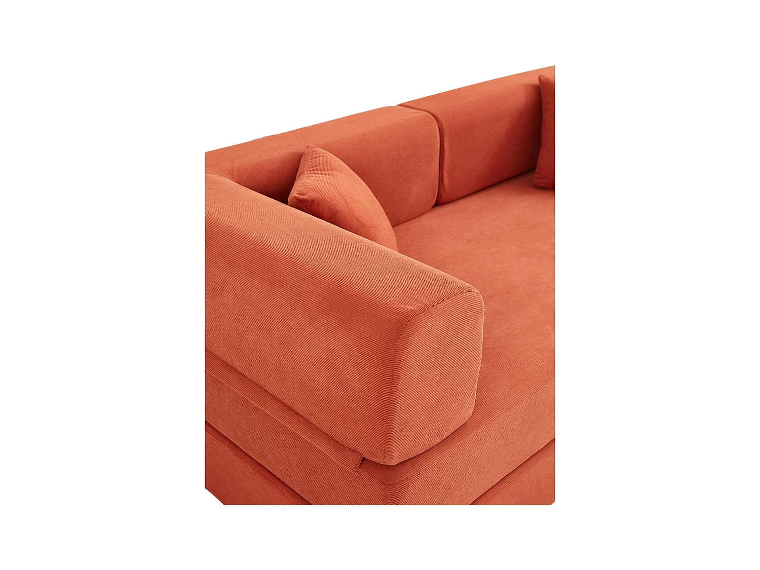 Canapé convertible avec oreiller cylindrique canapé-lit pliant velours côtelé cadre fixe pour salon chambre à coucher studio orange rouge