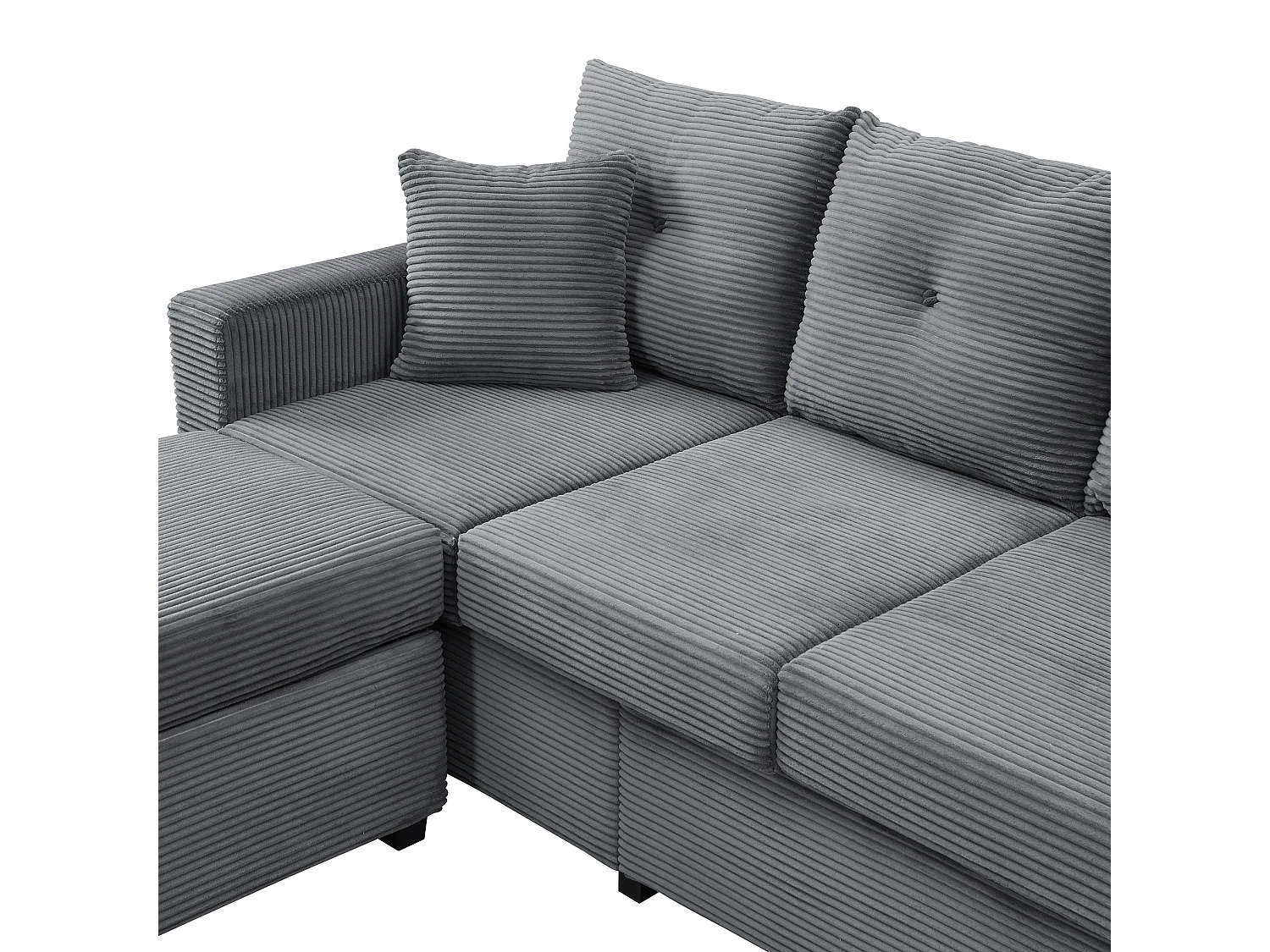 Combinaison de canapé moderne 184x84.5x85.5cm - avec repose-pieds amovible et éclairage LED - avec poches latérales - combinaison libre - Gris