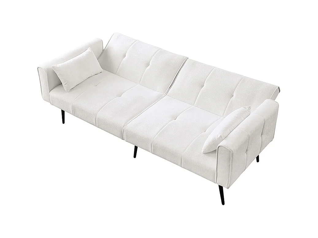 Canapé convertible deux places inclinable en tissu avec dossier réglable futon beige pour salon