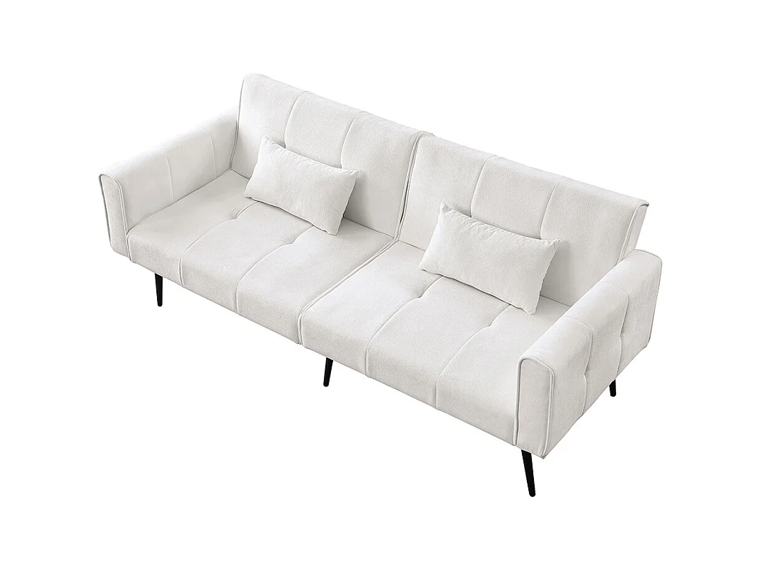 Canapé convertible deux places inclinable en tissu avec dossier réglable futon beige pour salon