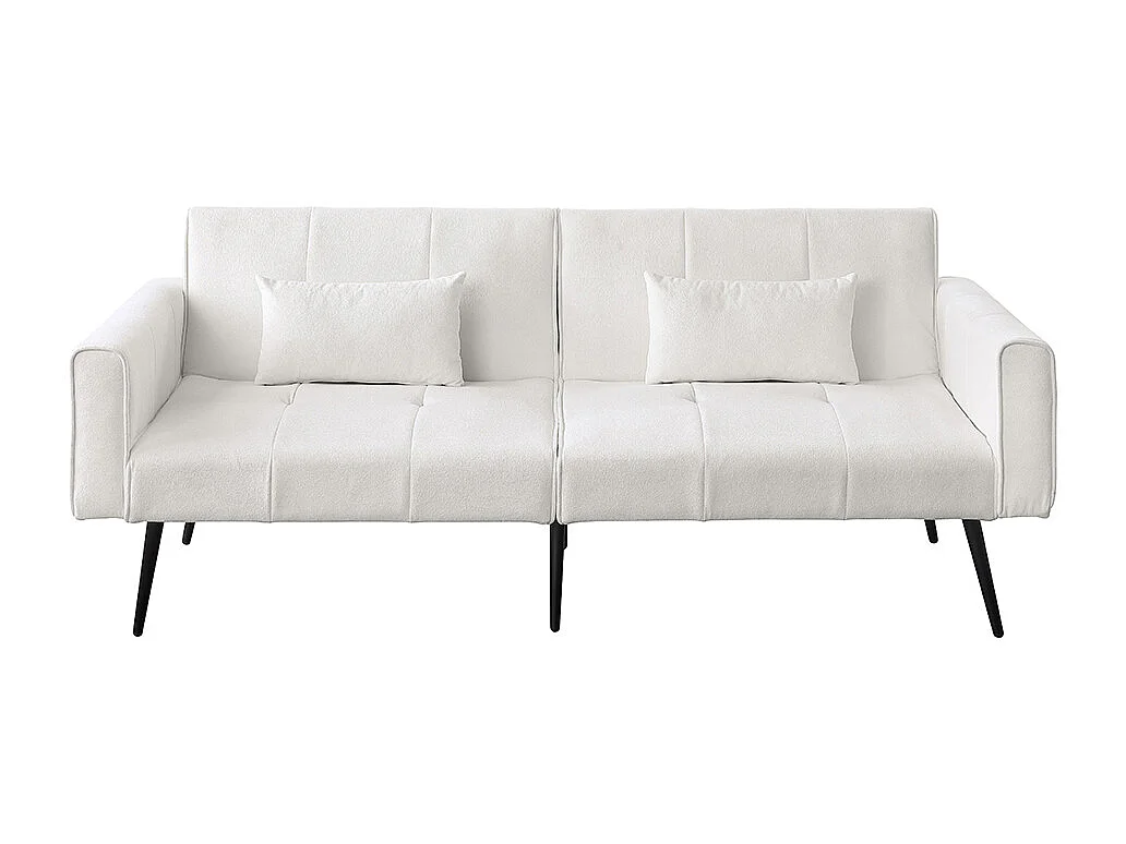 Canapé convertible deux places inclinable en tissu avec dossier réglable futon beige pour salon