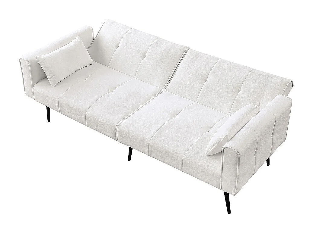 Canapé convertible deux places inclinable en tissu avec dossier réglable futon beige pour salon