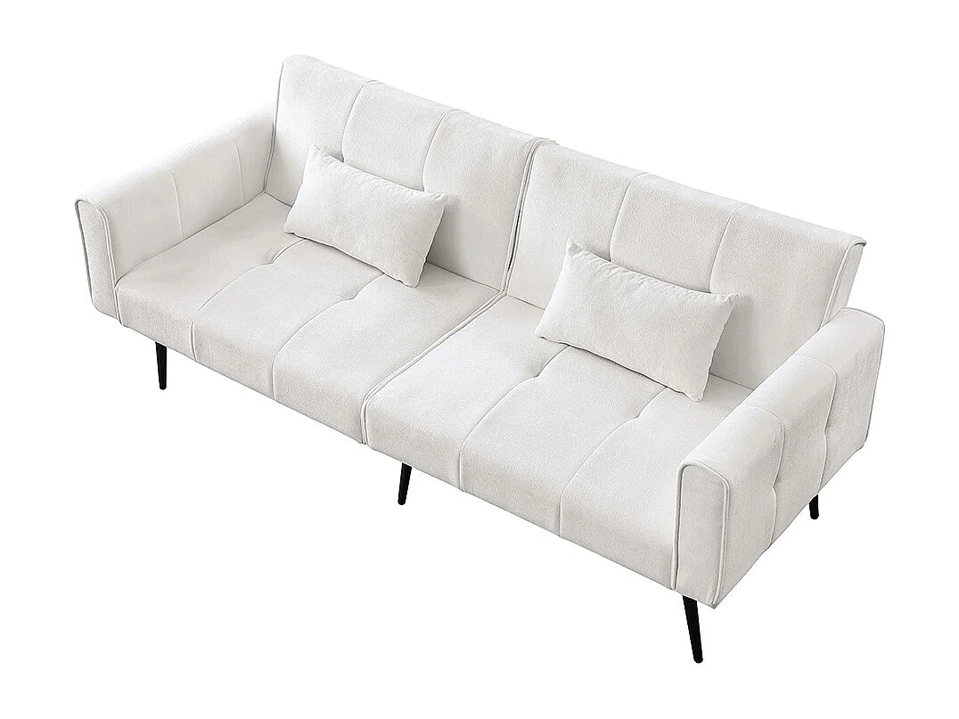 Canapé convertible deux places inclinable en tissu avec dossier réglable futon beige pour salon