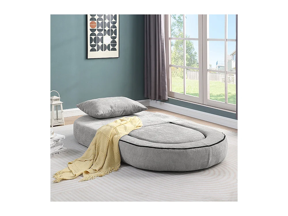 Canapé futon convertible petit deux places moderne avec dossier réglable pour petits espaces salon appartement bureau gris clair