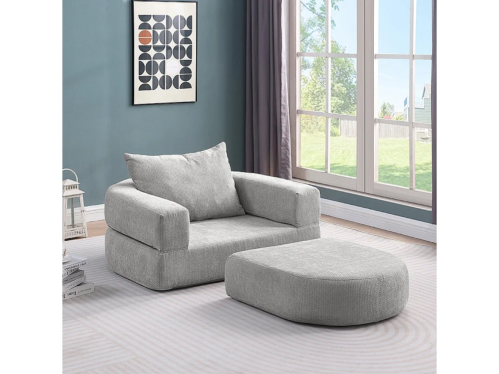 Canapé futon convertible petit deux places moderne avec dossier réglable pour petits espaces salon appartement bureau gris clair