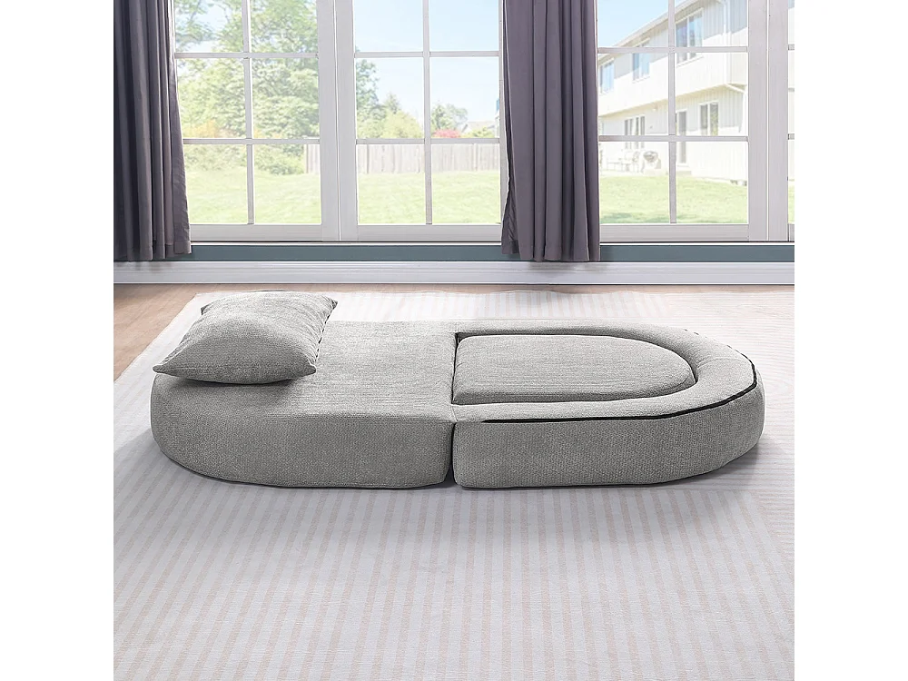 Canapé futon convertible petit deux places moderne avec dossier réglable pour petits espaces salon appartement bureau gris clair