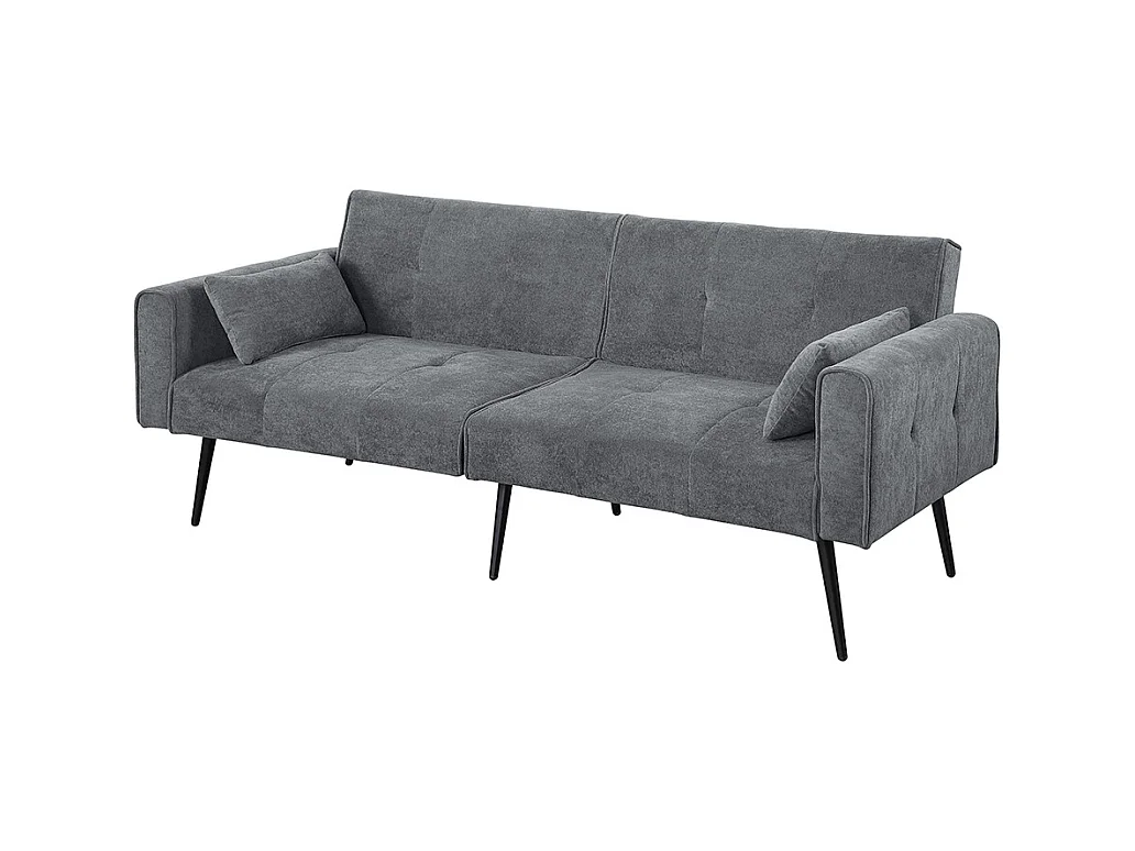 Canapé convertible deux places inclinable en tissu avec dossier réglable futon gris pour salon