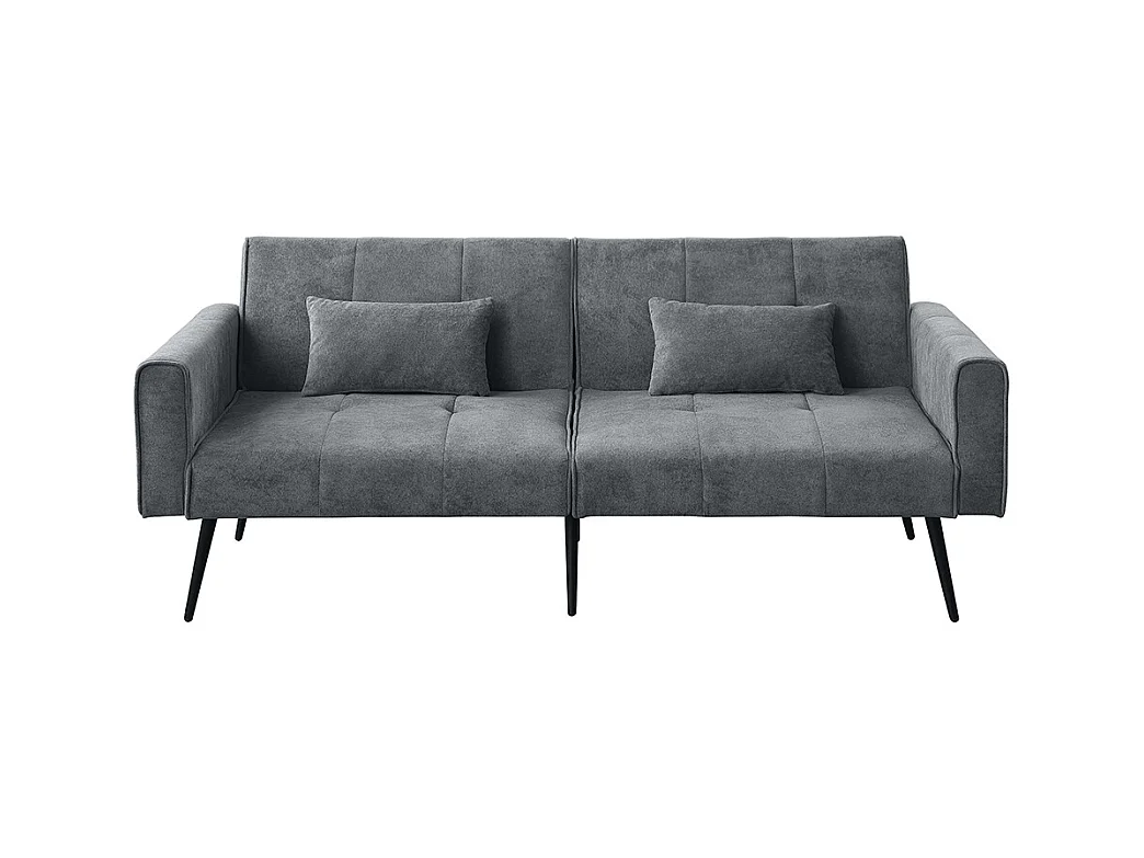 Canapé convertible deux places inclinable en tissu avec dossier réglable futon gris pour salon