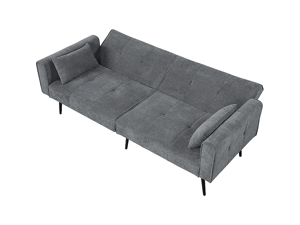 Canapé convertible deux places inclinable en tissu avec dossier réglable futon gris pour salon