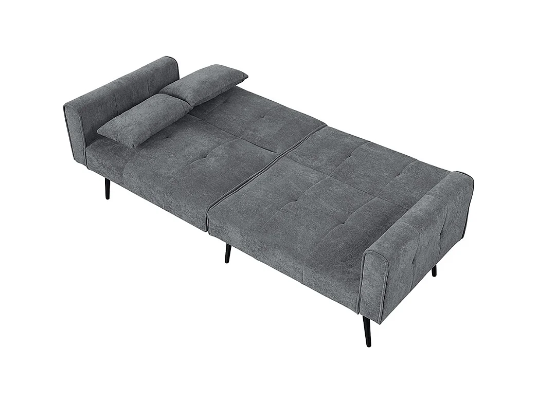 Canapé convertible deux places inclinable en tissu avec dossier réglable futon gris pour salon