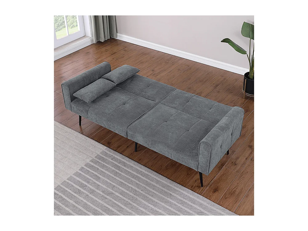 Canapé convertible deux places inclinable en tissu avec dossier réglable futon gris pour salon