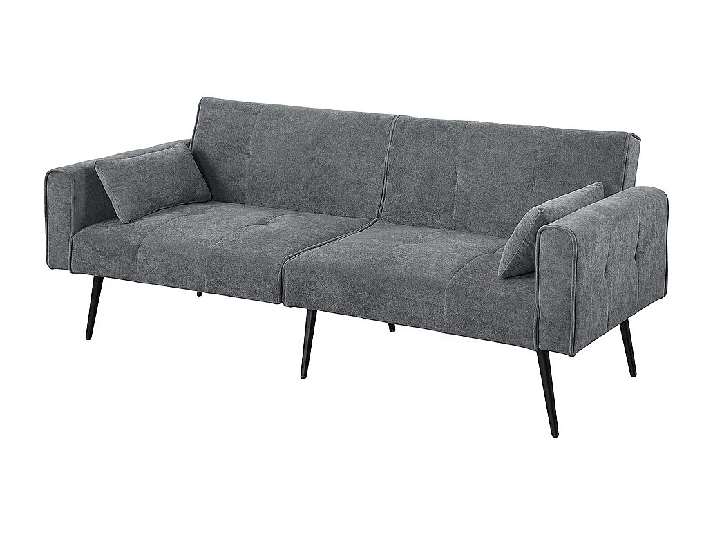 Canapé convertible deux places inclinable en tissu avec dossier réglable futon gris pour salon