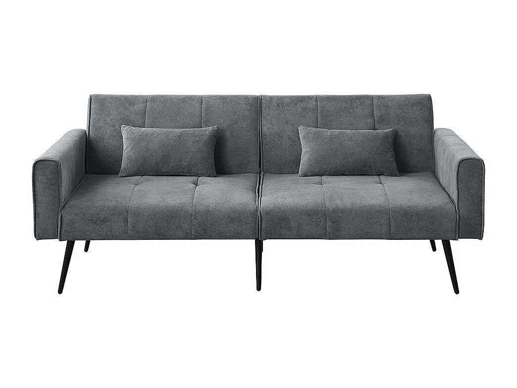 Canapé convertible deux places inclinable en tissu avec dossier réglable futon gris pour salon