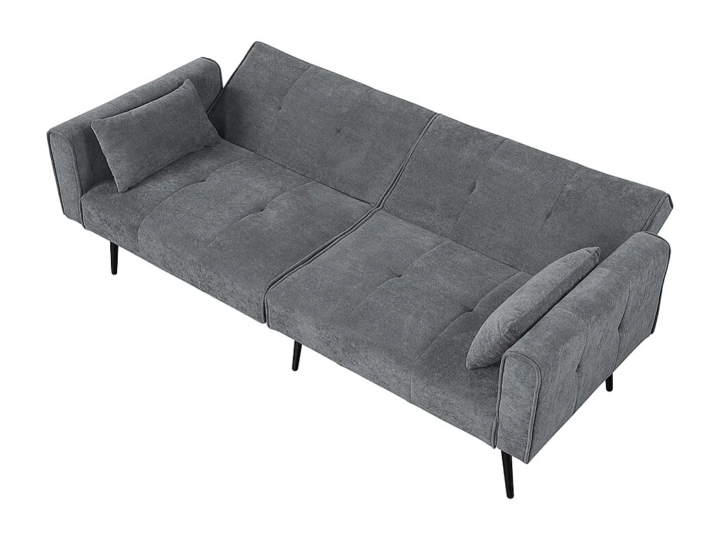 Canapé convertible deux places inclinable en tissu avec dossier réglable futon gris pour salon