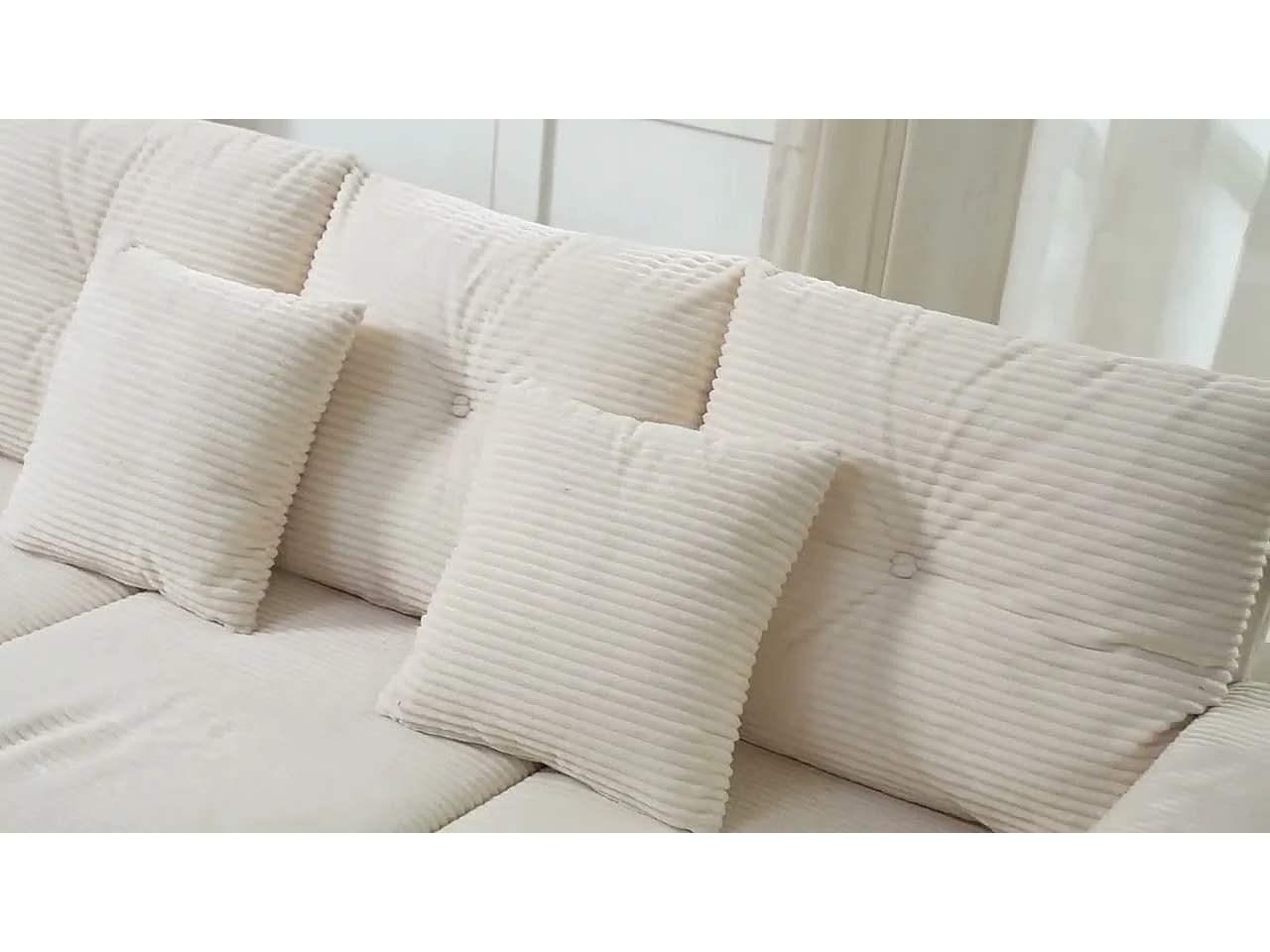 Combinaison de canapé moderne 184x84.5x85.5cm - avec repose-pieds amovible et éclairage LED - avec poches latérales - combinaison libre - Beige