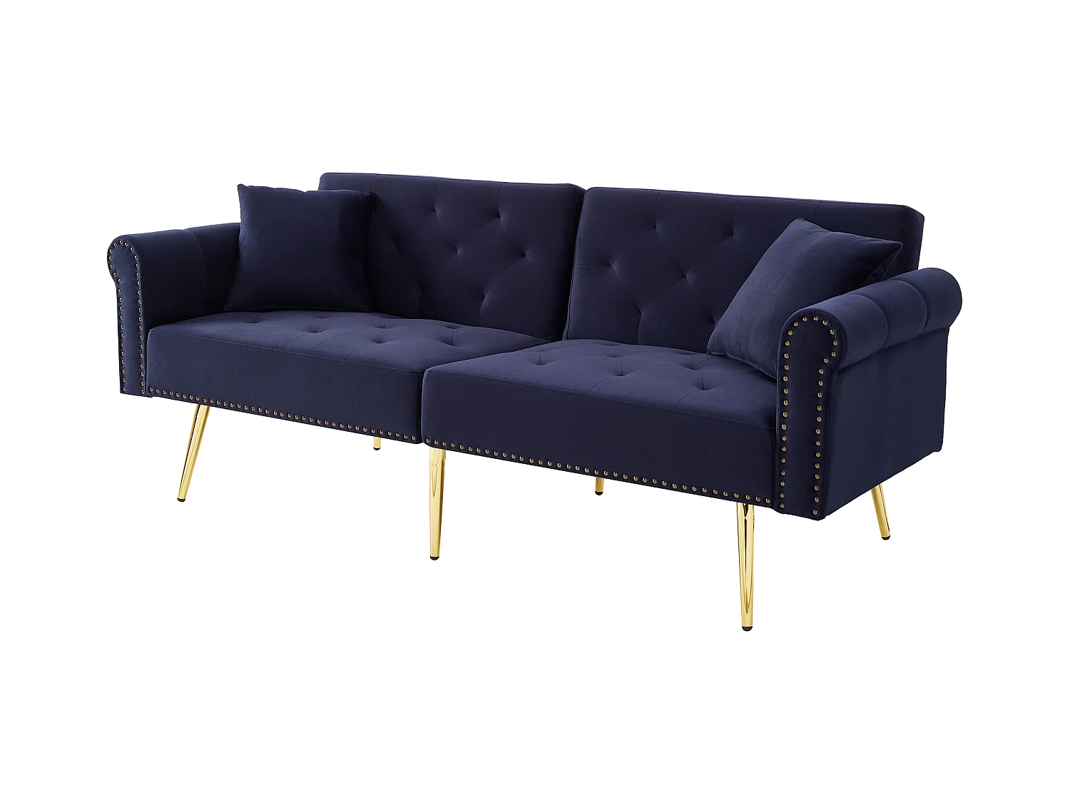 Canapé contemporain 2 places - Velours - Dossier réglable sur 3 niveaux - Bleu antique