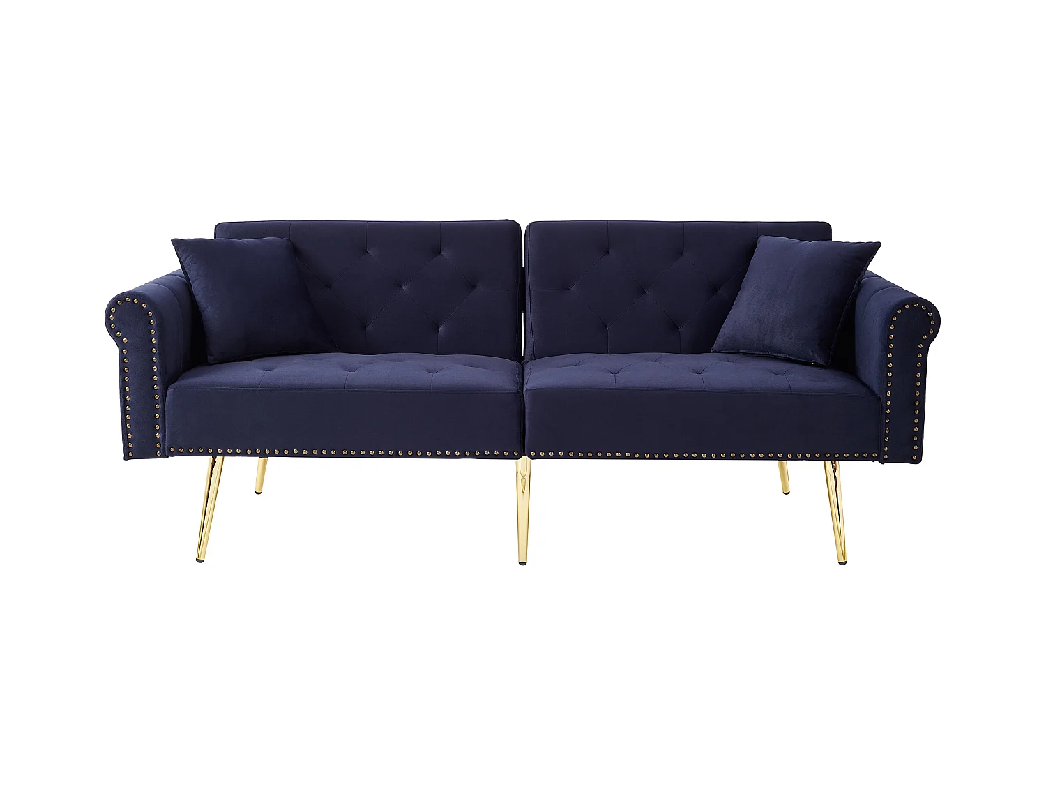 Canapé contemporain 2 places - Velours - Dossier réglable sur 3 niveaux - Bleu antique