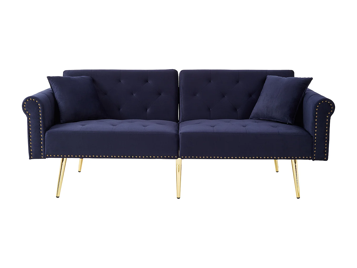 Zeitgenössisches 2-Sitzer Sofa - Samt - In 3 Stufen verstellbare Rückenlehne - ​​Antik Blau​