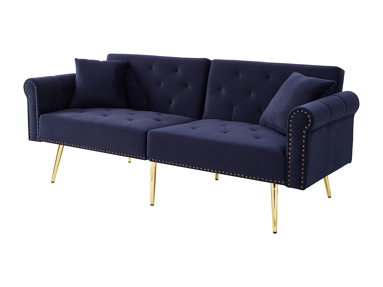 Zeitgenössisches 2-Sitzer Sofa - Samt - In 3 Stufen verstellbare Rückenlehne - ​​Antik Blau​