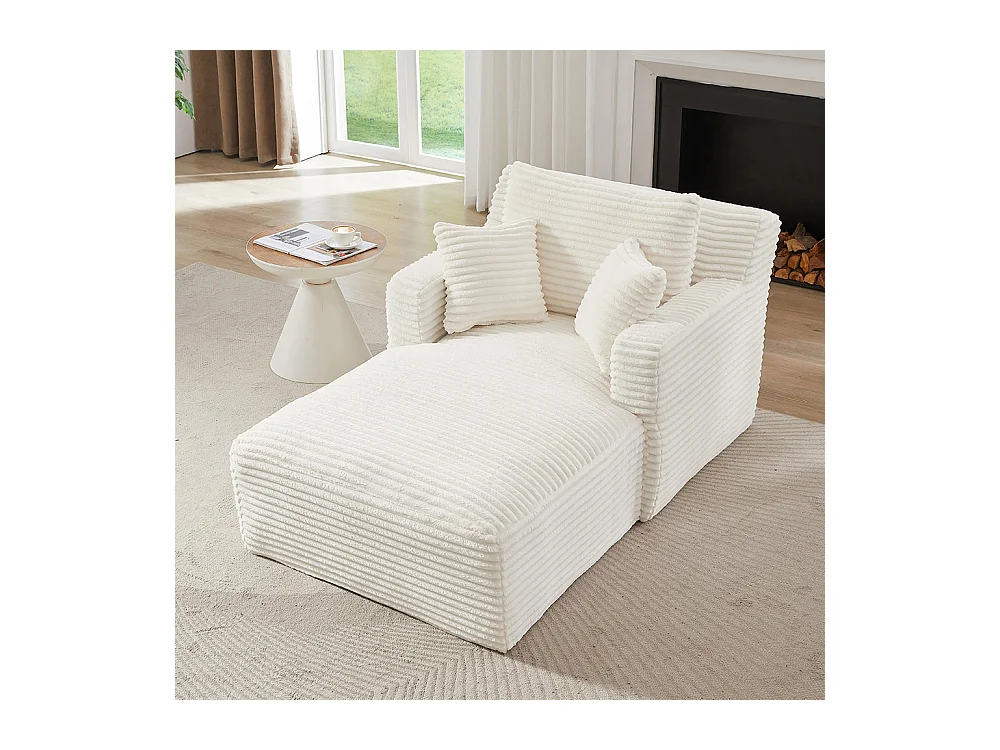 Canapé lit chaise longue moderne velours côtelé confortable fauteuil sans montage salon bureau appartement blanc