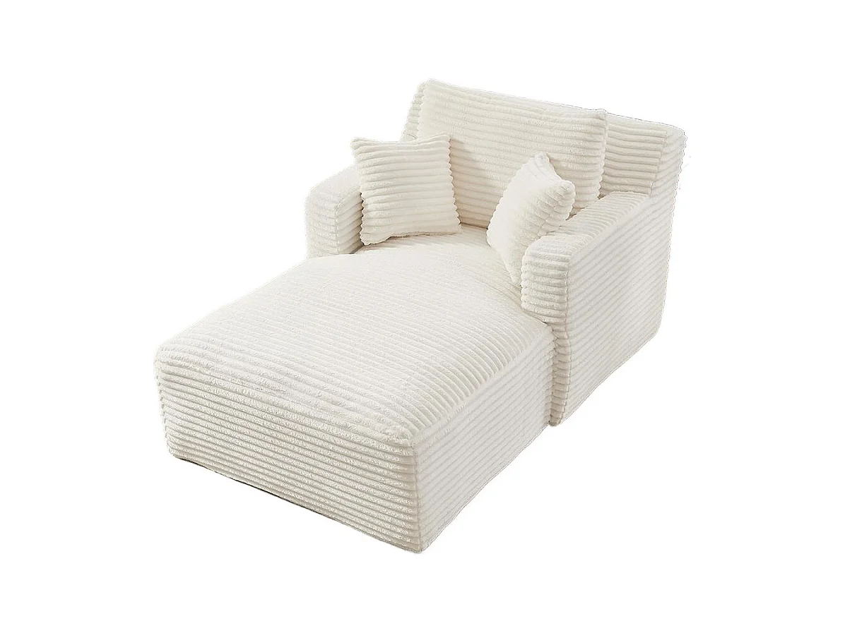 Canapé lit chaise longue moderne velours côtelé confortable fauteuil sans montage salon bureau appartement blanc