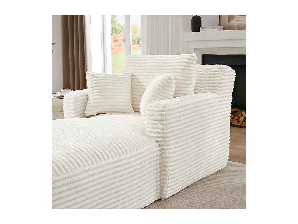 Canapé lit chaise longue moderne velours côtelé confortable fauteuil sans montage salon bureau appartement blanc