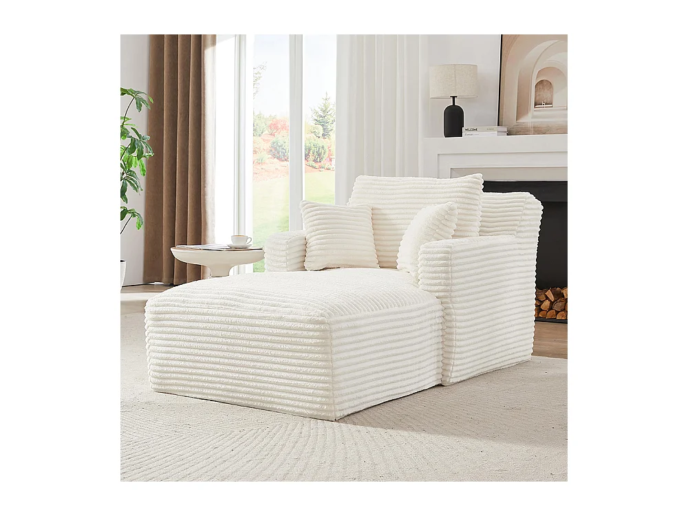 Canapé lit chaise longue moderne velours côtelé confortable fauteuil sans montage salon bureau appartement blanc