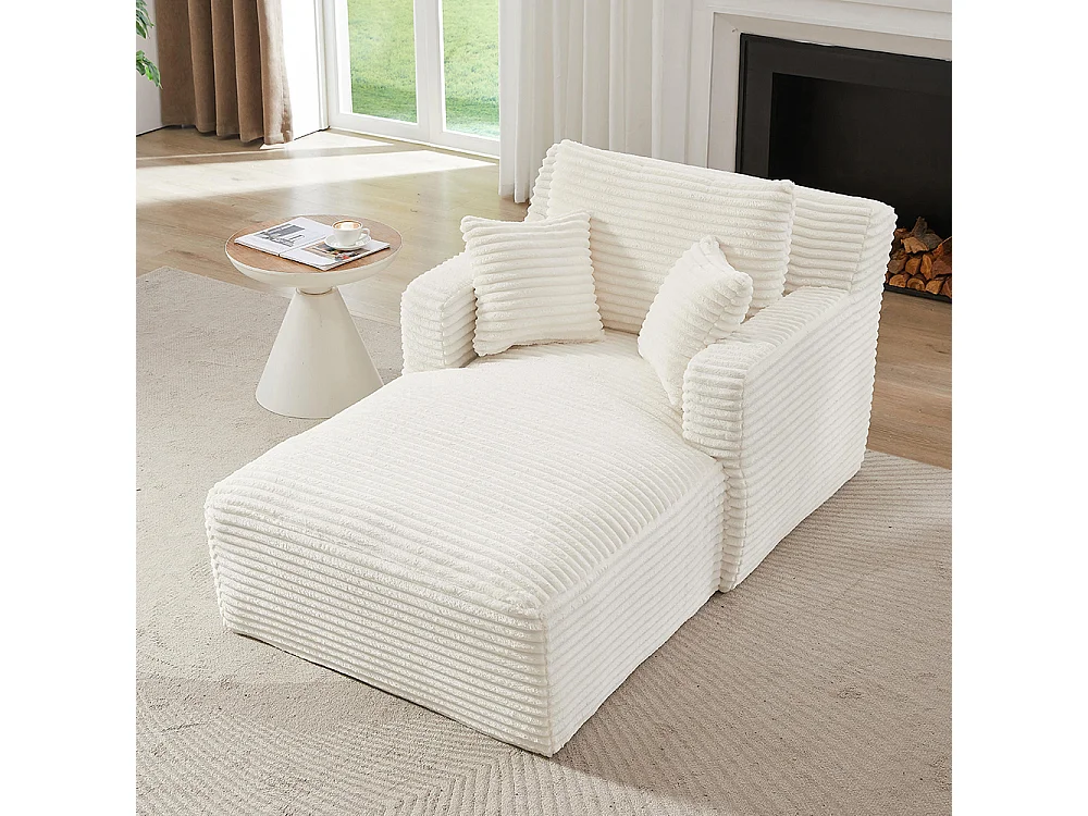 Canapé lit chaise longue moderne velours côtelé confortable fauteuil sans montage salon bureau appartement blanc