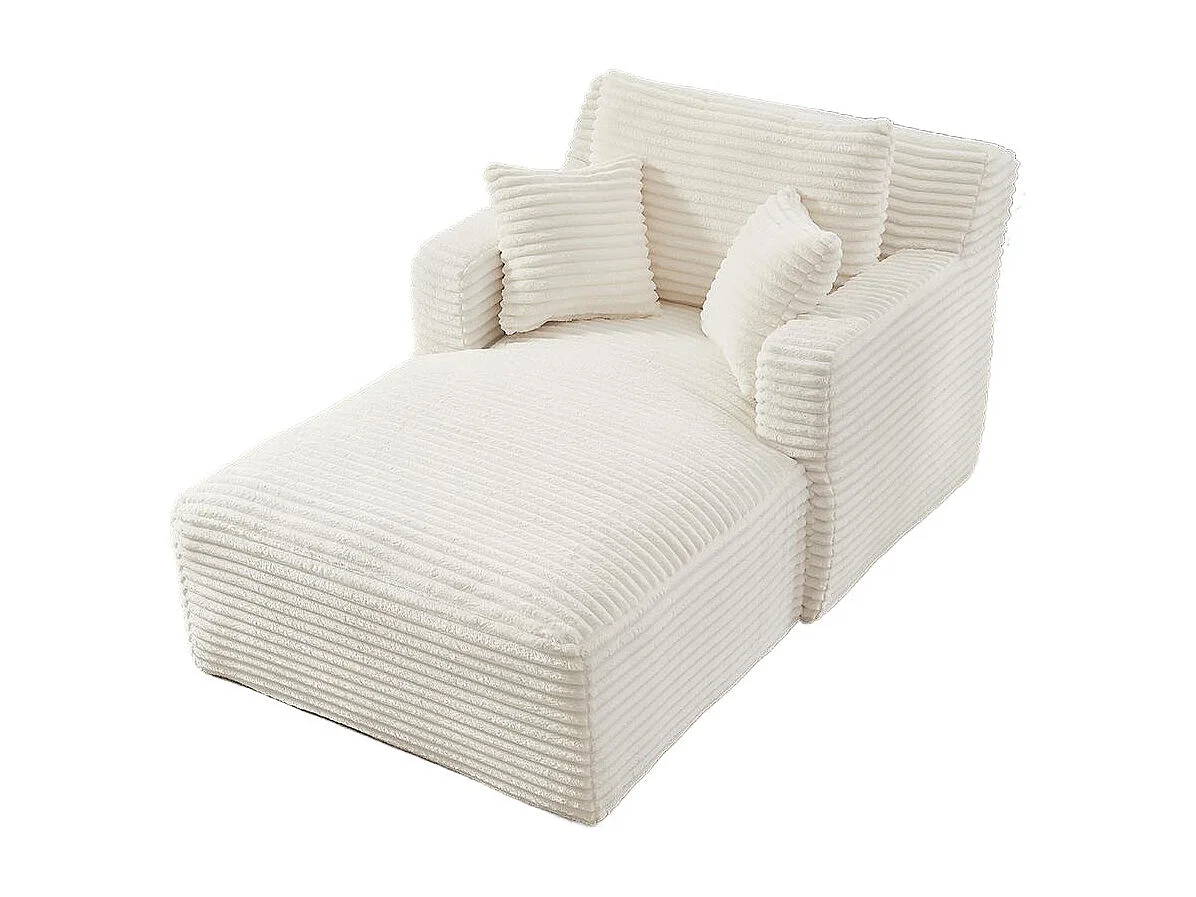 Canapé lit chaise longue moderne velours côtelé confortable fauteuil sans montage salon bureau appartement blanc