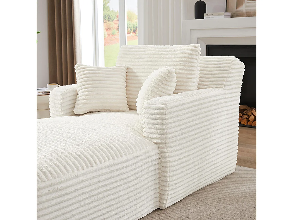 Canapé lit chaise longue moderne velours côtelé confortable fauteuil sans montage salon bureau appartement blanc