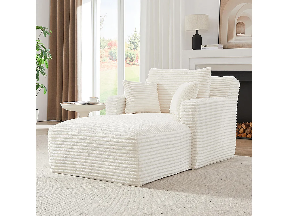 Canapé lit chaise longue moderne velours côtelé confortable fauteuil sans montage salon bureau appartement blanc