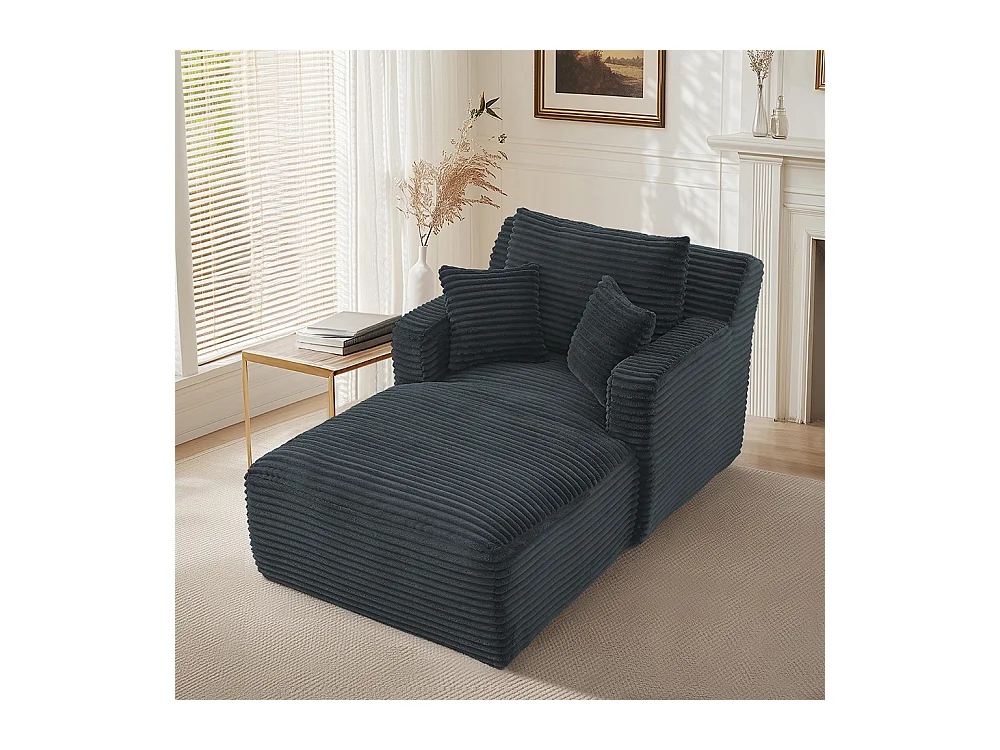 Canapé lit chaise longue moderne velours côtelé confortable fauteuil sans montage salon bureau appartement gris foncé