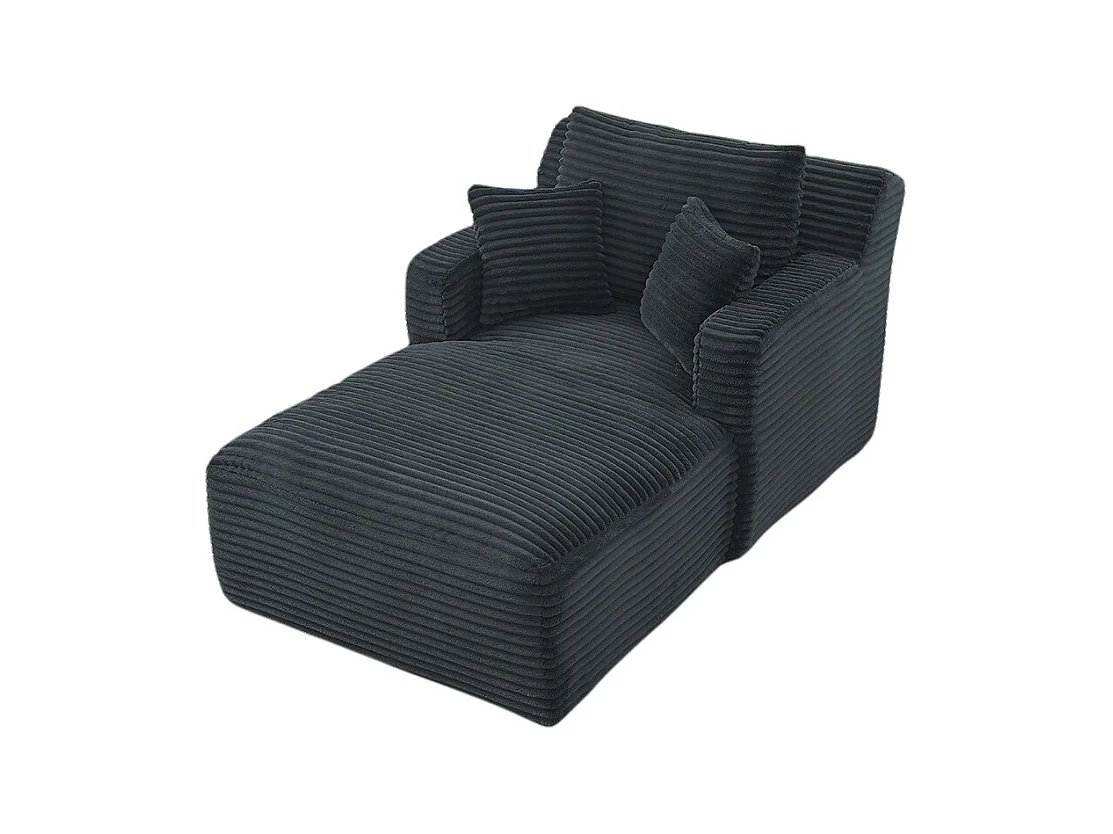 Canapé lit chaise longue moderne velours côtelé confortable fauteuil sans montage salon bureau appartement gris foncé