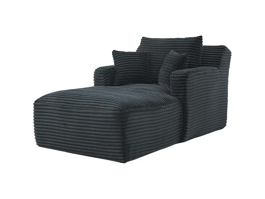 Canapé lit chaise longue moderne velours côtelé confortable fauteuil sans montage salon bureau appartement gris foncé