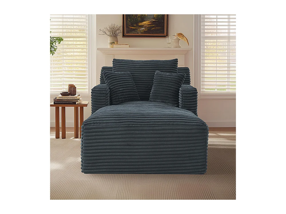 Canapé lit chaise longue moderne velours côtelé confortable fauteuil sans montage salon bureau appartement gris foncé