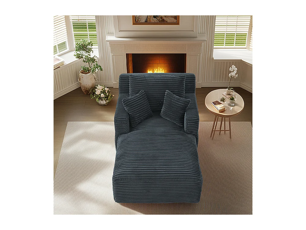 Canapé lit chaise longue moderne velours côtelé confortable fauteuil sans montage salon bureau appartement gris foncé