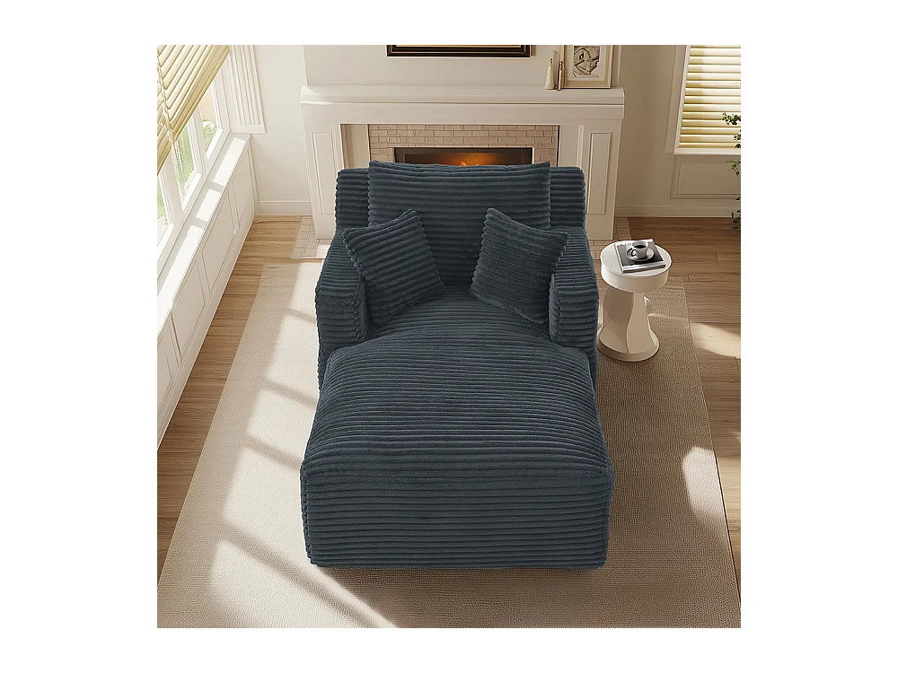 Canapé lit chaise longue moderne velours côtelé confortable fauteuil sans montage salon bureau appartement gris foncé