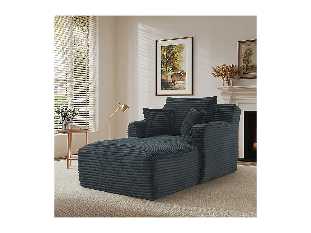 Canapé lit chaise longue moderne velours côtelé confortable fauteuil sans montage salon bureau appartement gris foncé