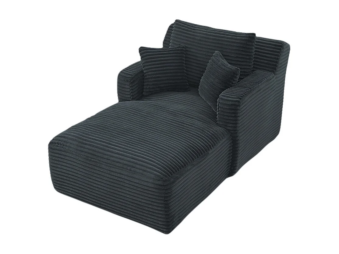 Canapé lit chaise longue moderne velours côtelé confortable fauteuil sans montage salon bureau appartement gris foncé