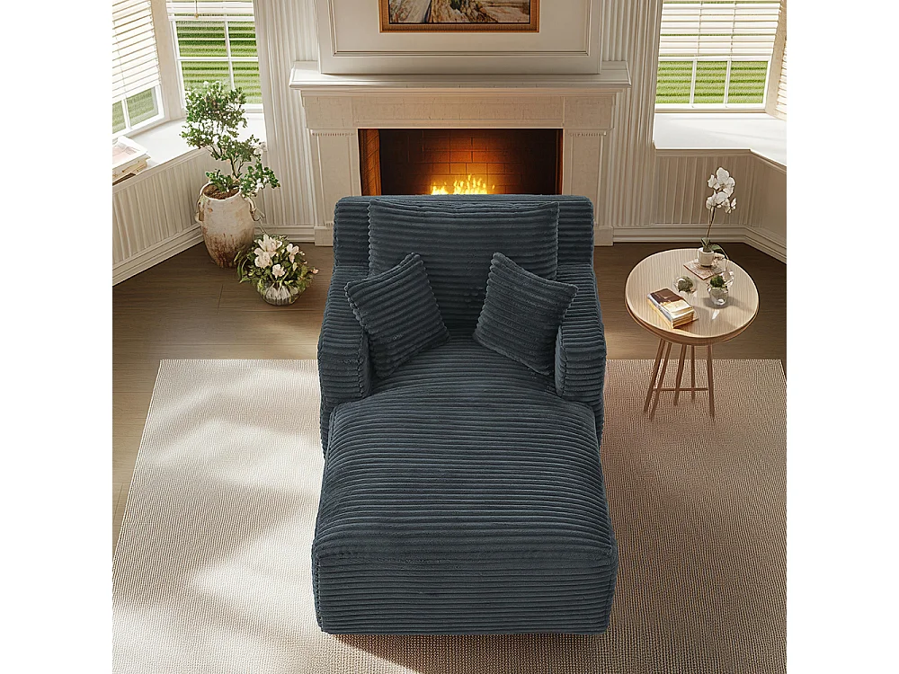 Canapé lit chaise longue moderne velours côtelé confortable fauteuil sans montage salon bureau appartement gris foncé