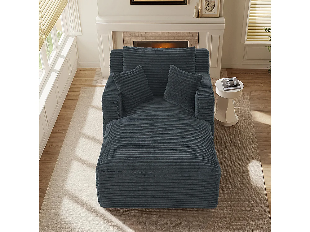 Canapé lit chaise longue moderne velours côtelé confortable fauteuil sans montage salon bureau appartement gris foncé