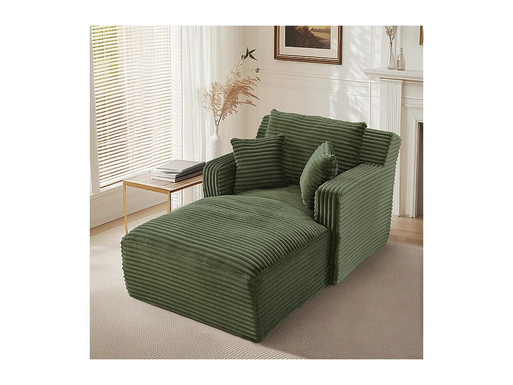 Canapé lit chaise longue moderne velours côtelé confortable fauteuil sans montage salon bureau appartement vert