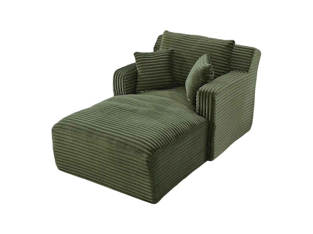Canapé lit chaise longue moderne velours côtelé confortable fauteuil sans montage salon bureau appartement vert