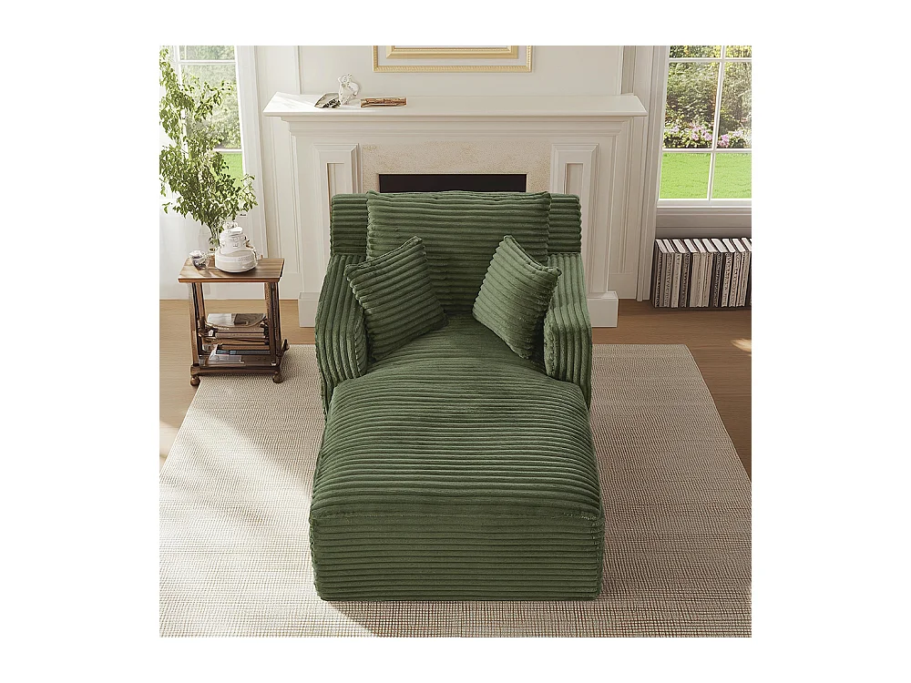 Canapé lit chaise longue moderne velours côtelé confortable fauteuil sans montage salon bureau appartement vert