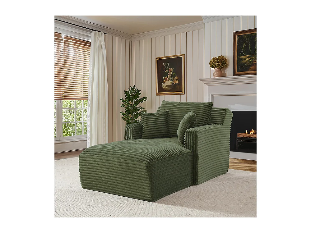 Canapé lit chaise longue moderne velours côtelé confortable fauteuil sans montage salon bureau appartement vert