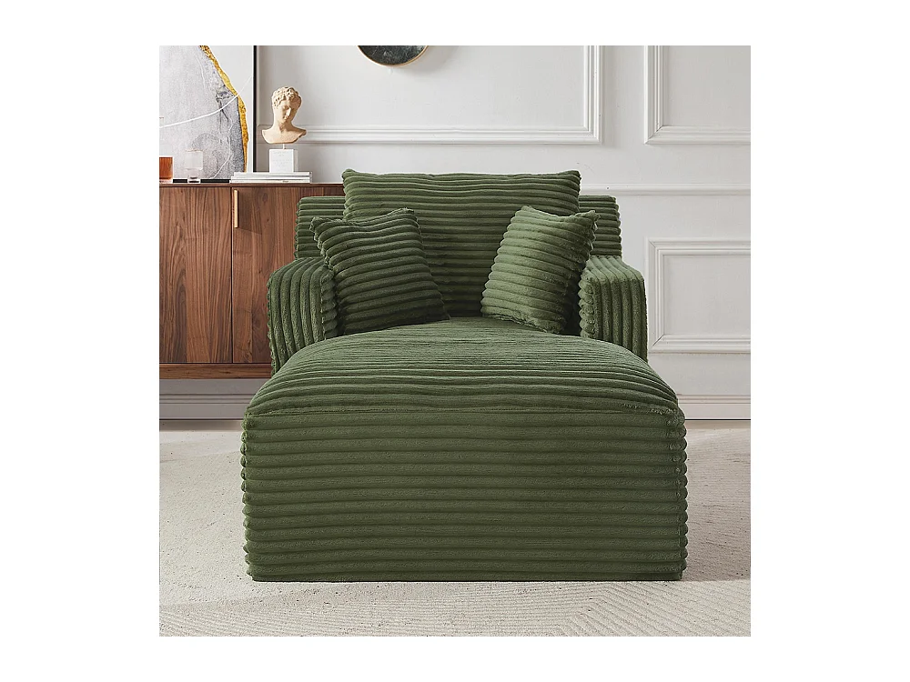 Canapé lit chaise longue moderne velours côtelé confortable fauteuil sans montage salon bureau appartement vert